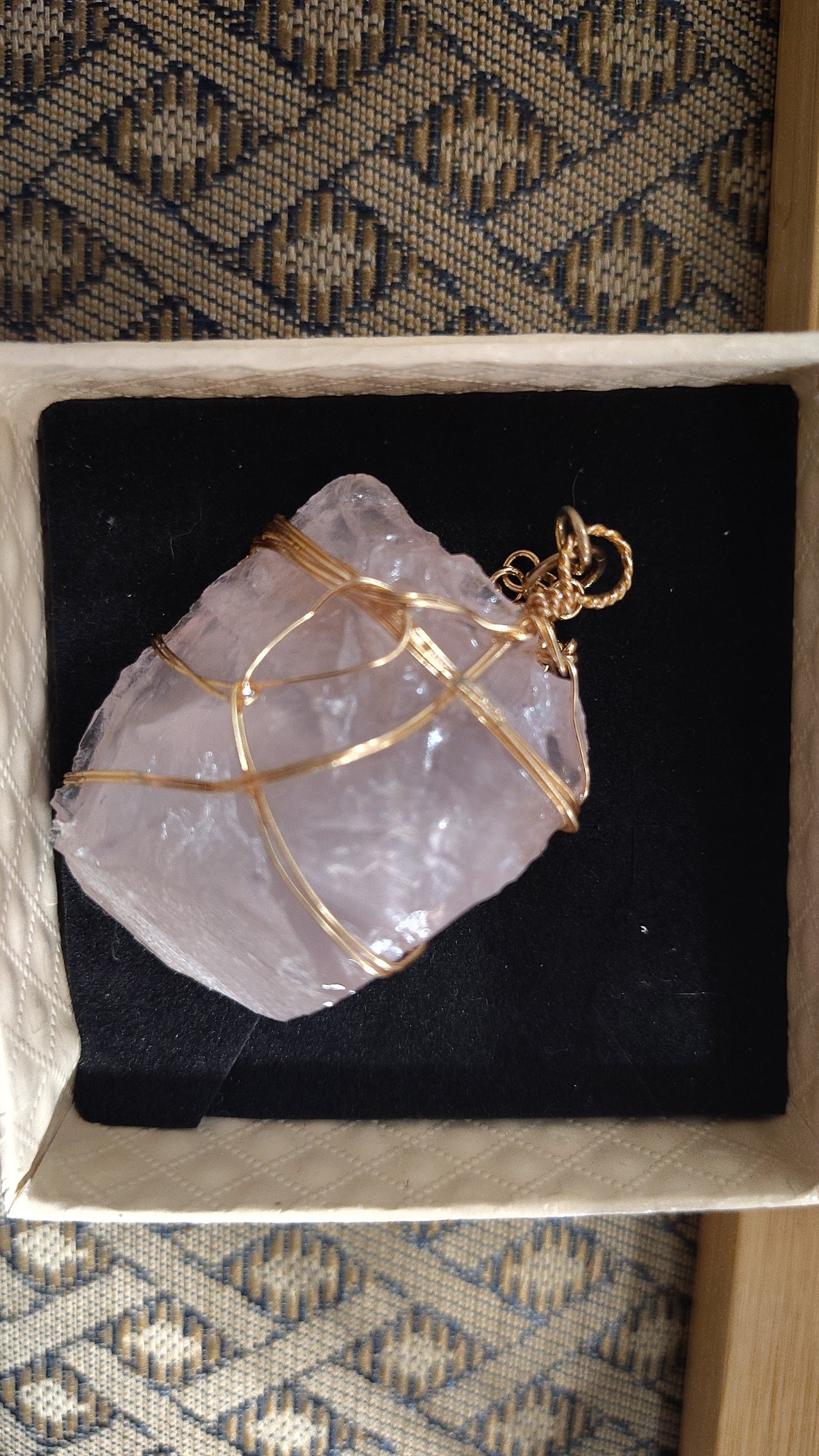 Rose Quartz Wrapped Necklace