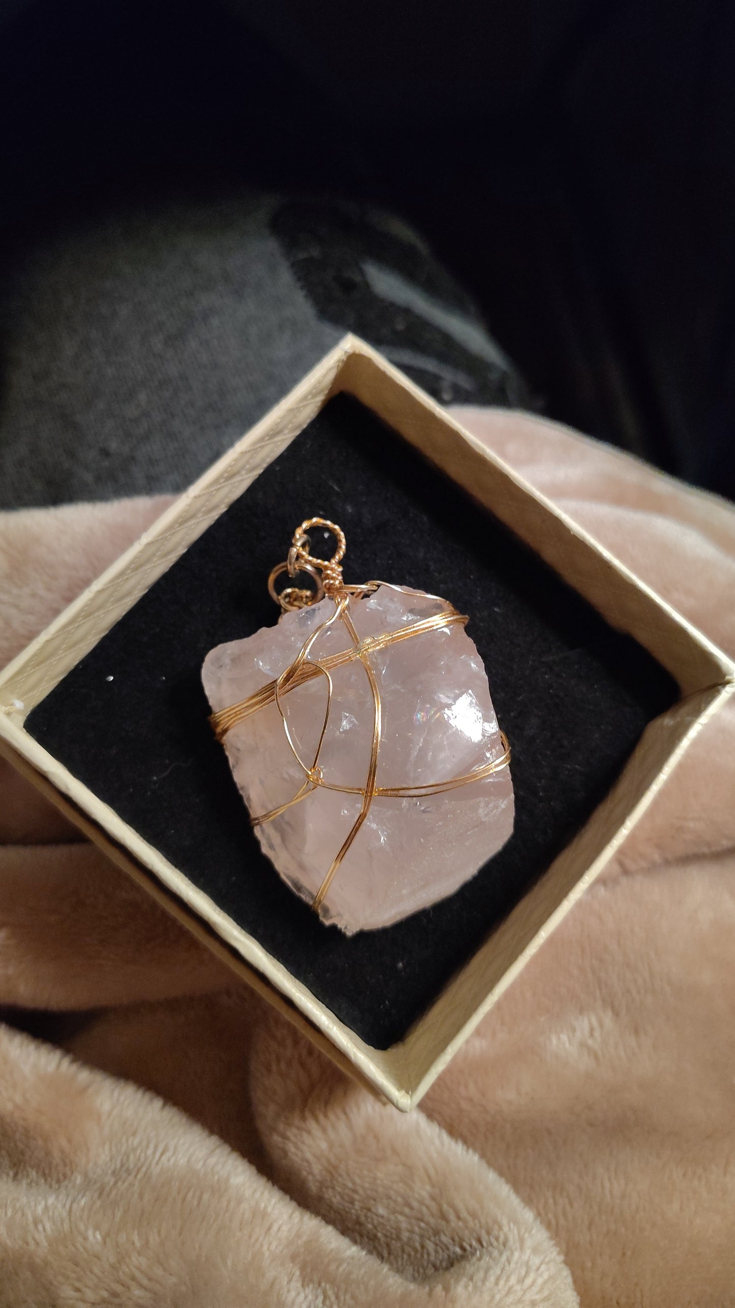 Rose Quartz Wrapped Necklace